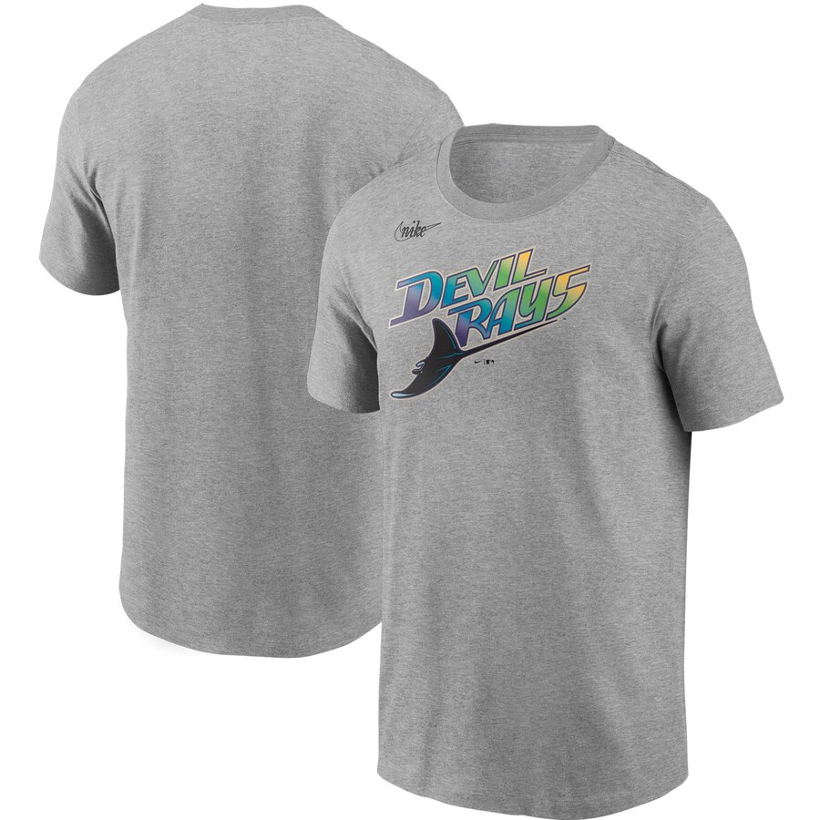Tampa Bay Rays Nike Cooperstown Collection Wordmark T-Shirt Heathered Gray